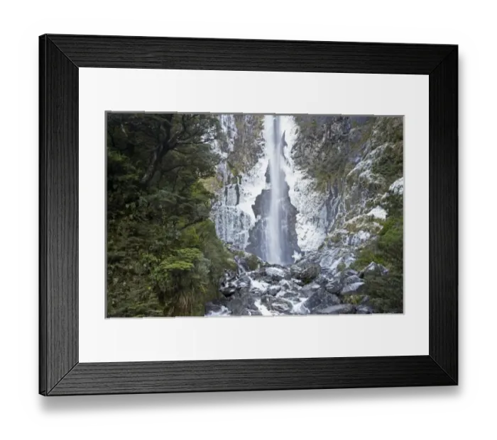 Framed Print : Devils Punchbowl Falls, Frozen in Winter, Arthurs Pass, Canterbury, South Island Framed Print : Devils Punchbowl Falls, Frozen in Winter, Arthurs Pass, Canterbury, South Island