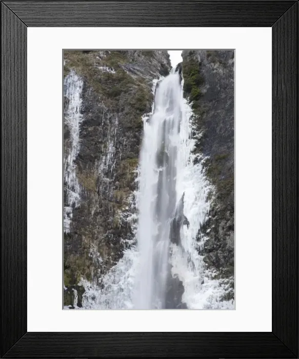 Framed Print : Devils Punchbowl Falls, Frozen in Winter, Arthurs Pass, Canterbury, South Island