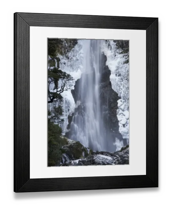 Framed Print : Devils Punchbowl Falls, Frozen in Winter, Arthurs Pass, Canterbury, South Island Framed Print : Devils Punchbowl Falls, Frozen in Winter, Arthurs Pass, Canterbury, South Island