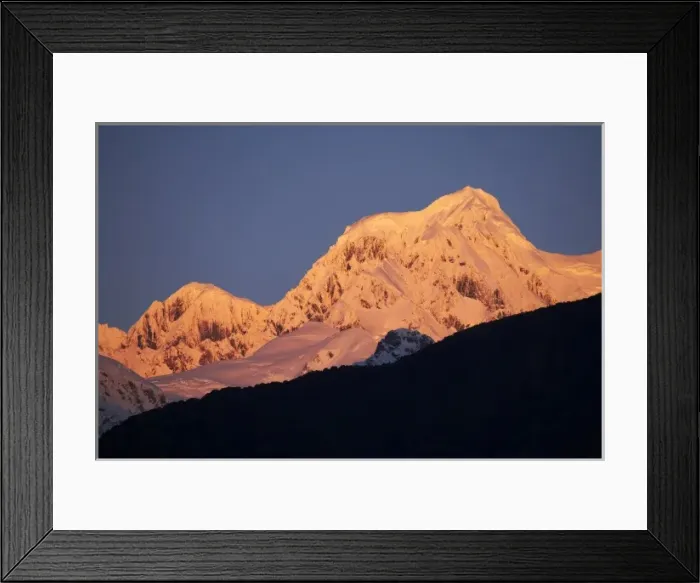 Framed Print : Alpenglow on Mt Tasman, seen from West Coast, South Island, New Zealand
