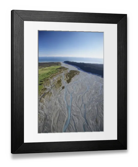 Framed Print : Waiho River near Franz Josef Glacier, West Coast, South Island, New Zealand - aerial Framed Print : Waiho River near Franz Josef Glacier, West Coast, South Island, New Zealand - aerial