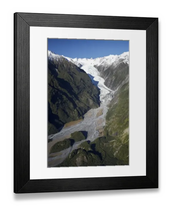 Framed Print : Franz Josef Glacier, West Coast, South Island, New Zealand - aerial