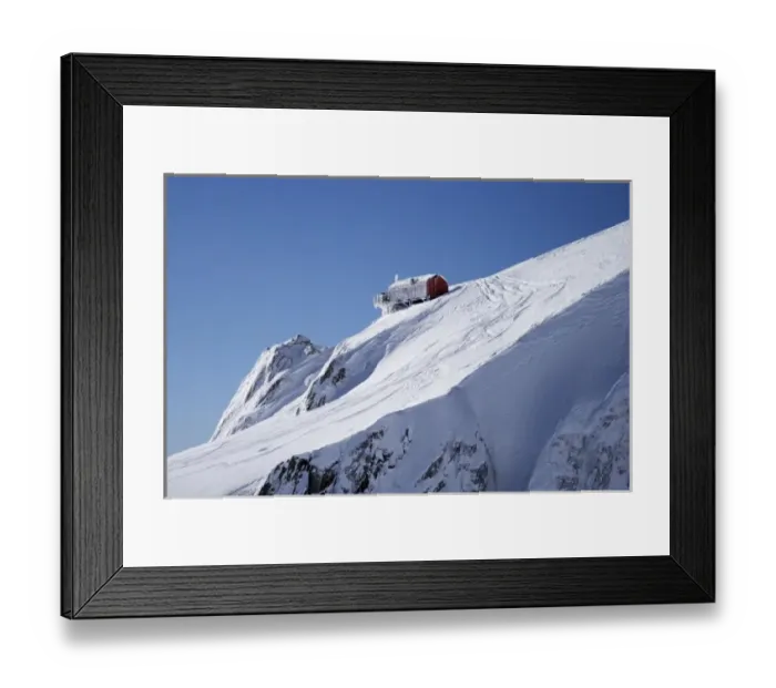 Framed Print : Centennial Hut, above Franz Josef Glacier, West Coast, South Island, New Zealand - aerial Framed Print : Centennial Hut, above Franz Josef Glacier, West Coast, South Island, New Zealand - aerial
