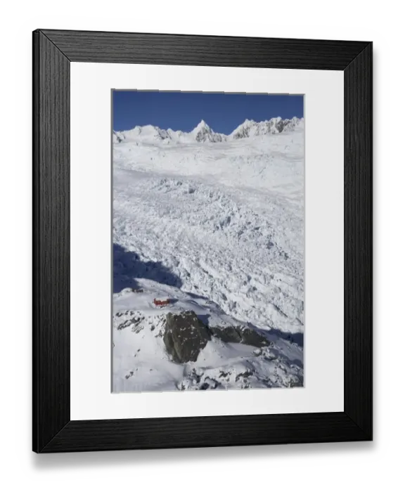 Framed Print : Almer Hut, above Franz Josef Glacier, West Coast, South Island, New Zealand - aerial Framed Print : Almer Hut, above Franz Josef Glacier, West Coast, South Island, New Zealand - aerial