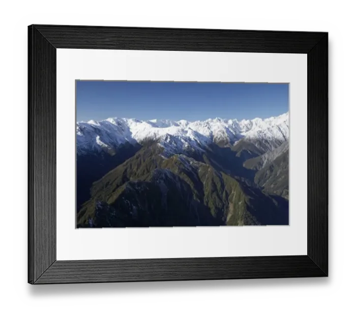 Framed Print : Forest Burster Range (centre) and Southern Alps nesr Franz Josef Glacier, West Coast Framed Print : Forest Burster Range (centre) and Southern Alps nesr Franz Josef Glacier, West Coast