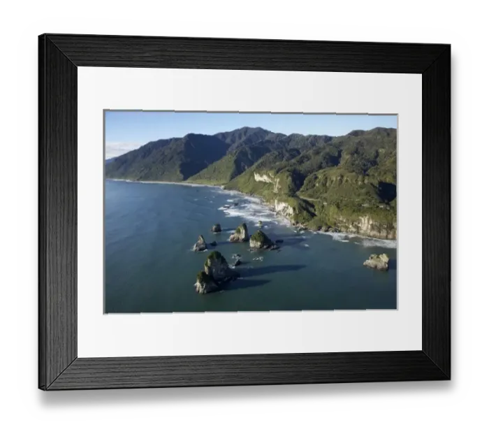 Framed Print : Twelve Mile Bluff and Motukiekie Rocks, north of Greymouth, West Coast, South Island Framed Print : Twelve Mile Bluff and Motukiekie Rocks, north of Greymouth, West Coast, South Island