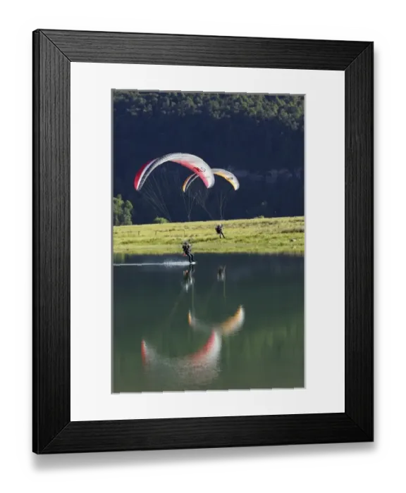 Framed Print : Paramotor skimming water, Diamond Lake, Paradise, near Glenorchy, Queenstown Region Framed Print : Paramotor skimming water, Diamond Lake, Paradise, near Glenorchy, Queenstown Region