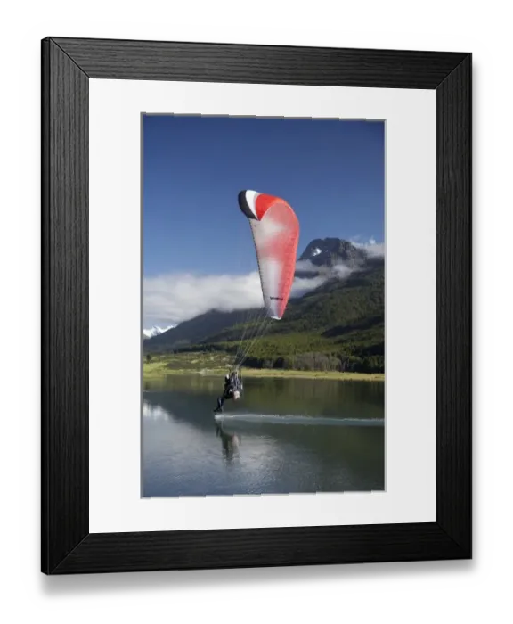 Framed Print : Paramotor skimming water, Diamond Lake, Paradise, near Glenorchy, Queenstown Region Framed Print : Paramotor skimming water, Diamond Lake, Paradise, near Glenorchy, Queenstown Region