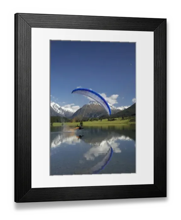 Framed Print : Paraglider, Diamond Lake, Paradise, near Glenorchy, Queenstown Region, South Island Framed Print : Paraglider, Diamond Lake, Paradise, near Glenorchy, Queenstown Region, South Island
