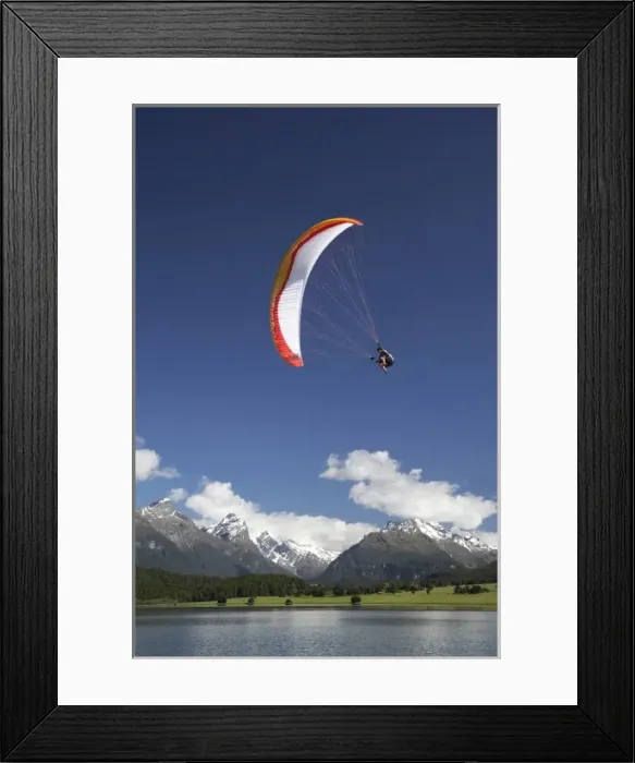 Framed Print : Paraglider, Diamond Lake, Paradise, near Glenorchy, Queenstown Region, South Island Framed Print : Paraglider, Diamond Lake, Paradise, near Glenorchy, Queenstown Region, South Island