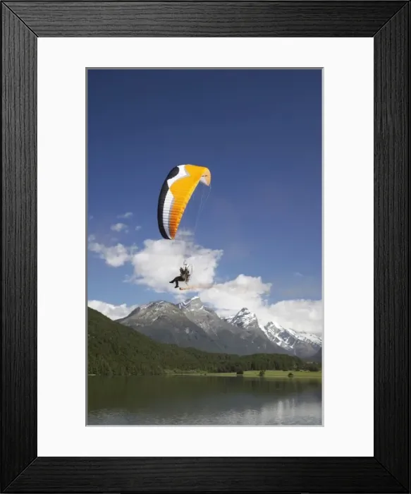Framed Print : Paramotor, Diamond Lake, Paradise, near Glenorchy, Queenstown Region, South Island Framed Print : Paramotor, Diamond Lake, Paradise, near Glenorchy, Queenstown Region, South Island