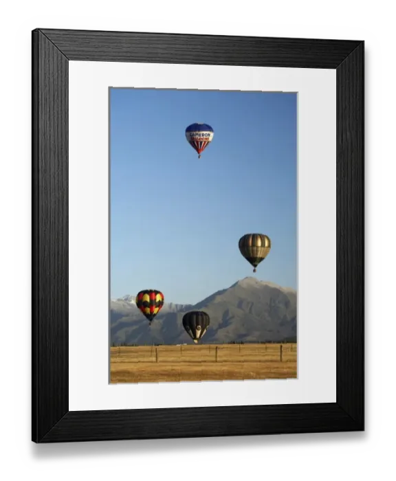 Framed Print : Hot Air Balloon and Mountains near Wanaka, South Island, New Zealand Framed Print : Hot Air Balloon and Mountains near Wanaka, South Island, New Zealand