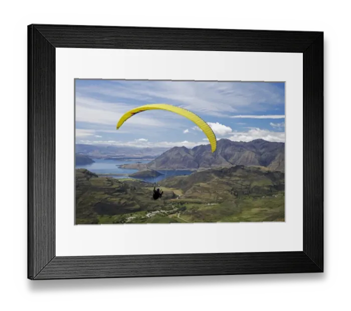 Framed Print : Paraglider above Lake Wanaka, South Island, New Zealand Framed Print : Paraglider above Lake Wanaka, South Island, New Zealand