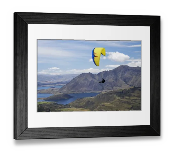 Framed Print : Paragliders above Lake Wanaka, South Island, New Zealand Framed Print : Paragliders above Lake Wanaka, South Island, New Zealand