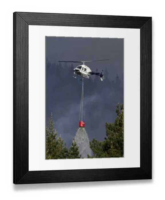 Framed Print : Helicopter Fighting Forest Fire, Dunedin, South Island, New Zealand Framed Print : Helicopter Fighting Forest Fire, Dunedin, South Island, New Zealand