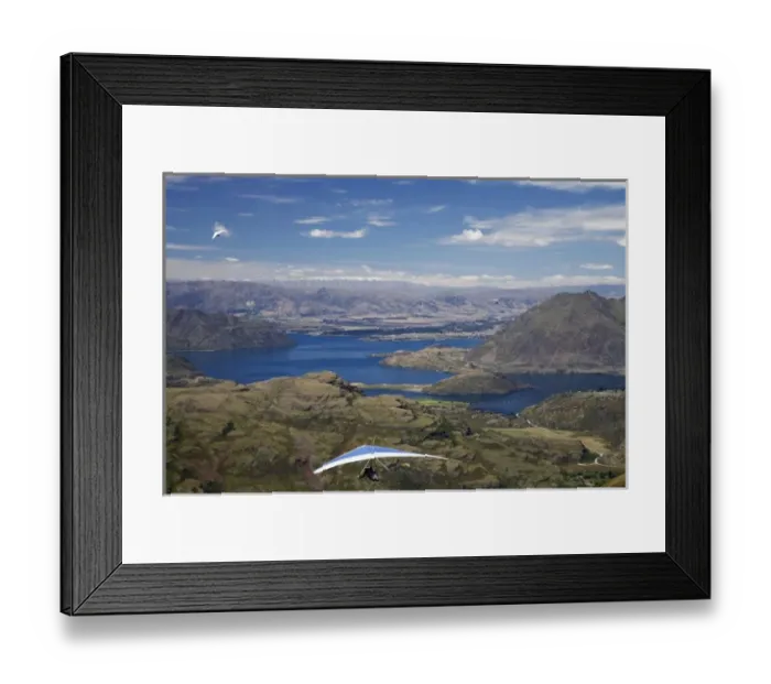 Framed Print : Hang Gliders above Lake Wanaka, South Island, New Zealand Framed Print : Hang Gliders above Lake Wanaka, South Island, New Zealand
