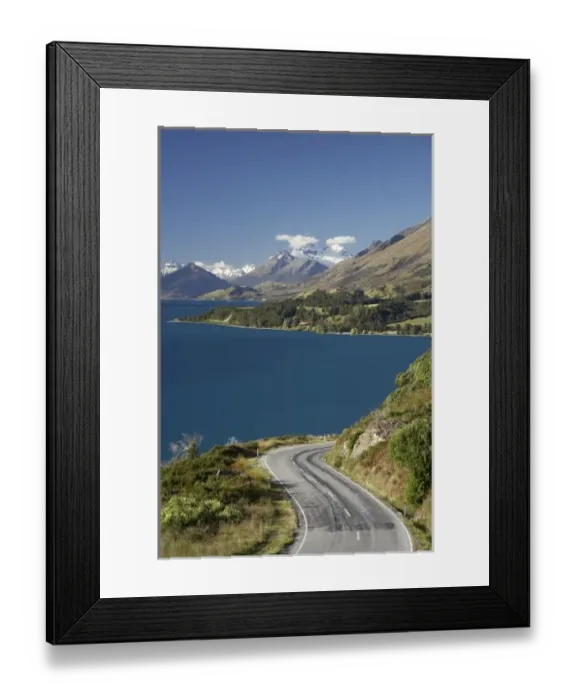 Framed Print : View towards Glenorchy over Lake Wakatipu, and Glenorchy Road, Queenstown Region Framed Print : View towards Glenorchy over Lake Wakatipu, and Glenorchy Road, Queenstown Region