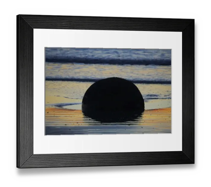 Framed Print : Sunrise, Moeraki Boulders, North Otago, South Island, New Zealand