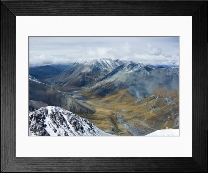Framed Print : New Zealand, South Island, Arrowsmith Range. View of South fork of Ashburton River drainage