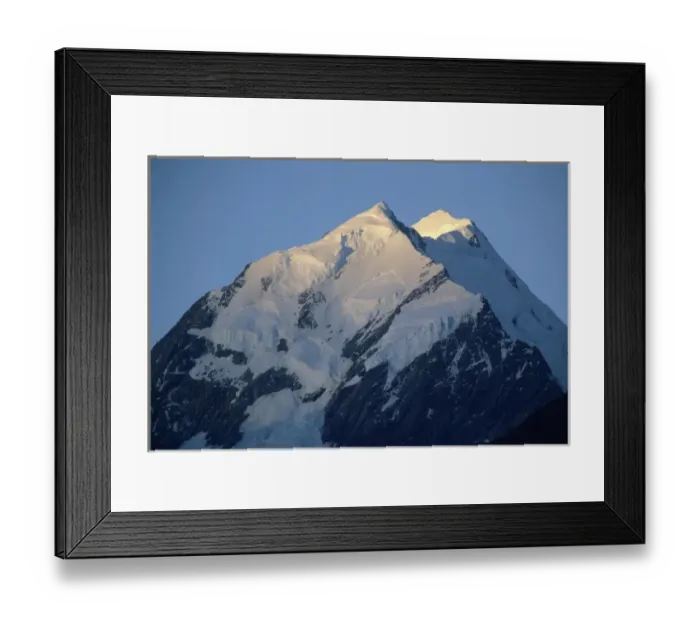 Framed Print : New Zealand, Mt. Cook, highest peak in New Zealand, 3754m. at sunset, Maori name is Aorangi