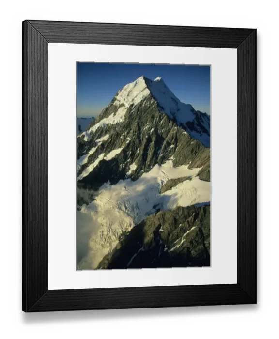 Framed Print : Mt. Cook, aerial, highest peak in New Zealand, 3754 m. Maori name Aorangi, (Cloud Piercer)