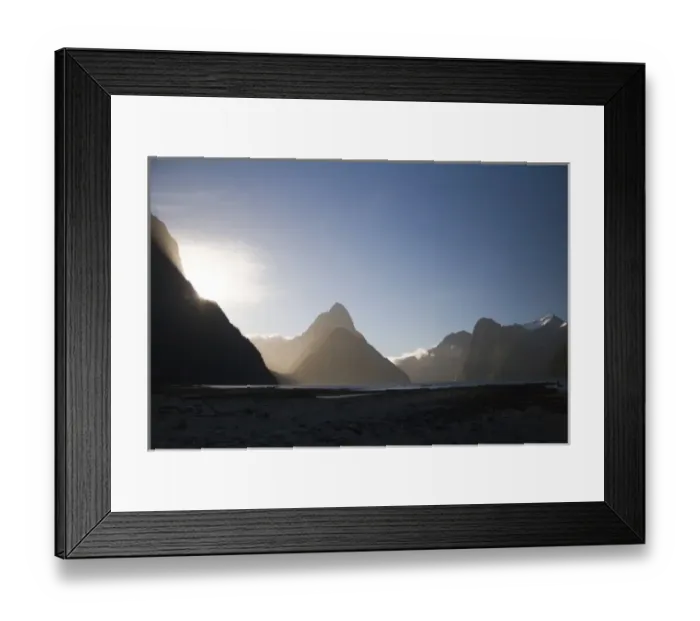 Framed Print : Milford Sound, New Zealand. The pristine Milford Sound, with Mitre Peak dominating the background Framed Print : Milford Sound, New Zealand. The pristine Milford Sound, with Mitre Peak dominating the background
