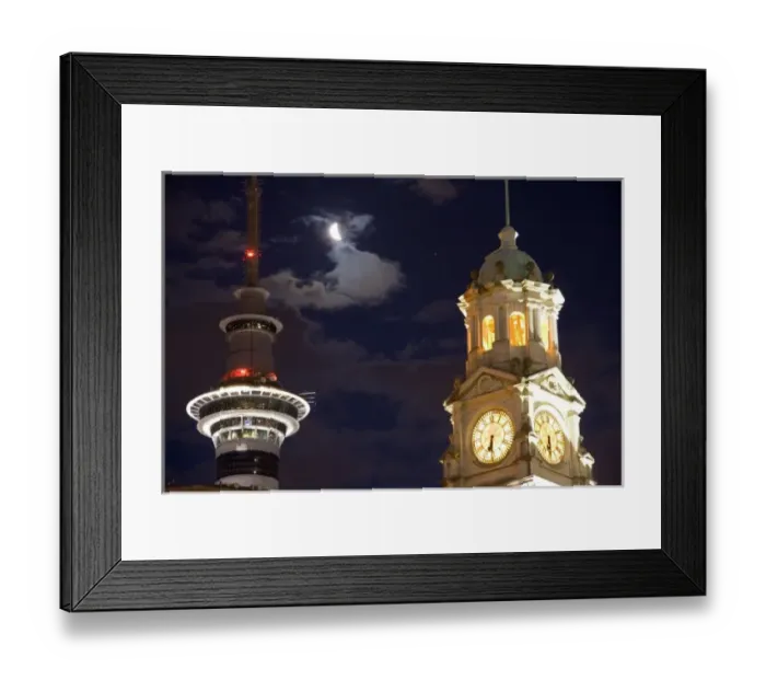 Framed Print : Auckland, New Zealand. An evening in downtown Auckland with the famous landmark; the skytower