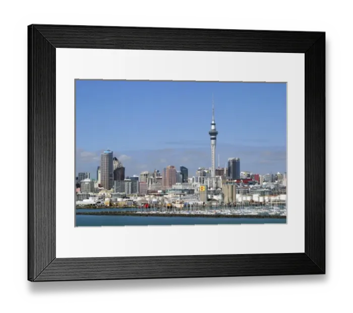 Framed Print : Auckland, New Zealand. Aucklands world famous harbor and skytower as seen from the water Framed Print : Auckland, New Zealand. Aucklands world famous harbor and skytower as seen from the water
