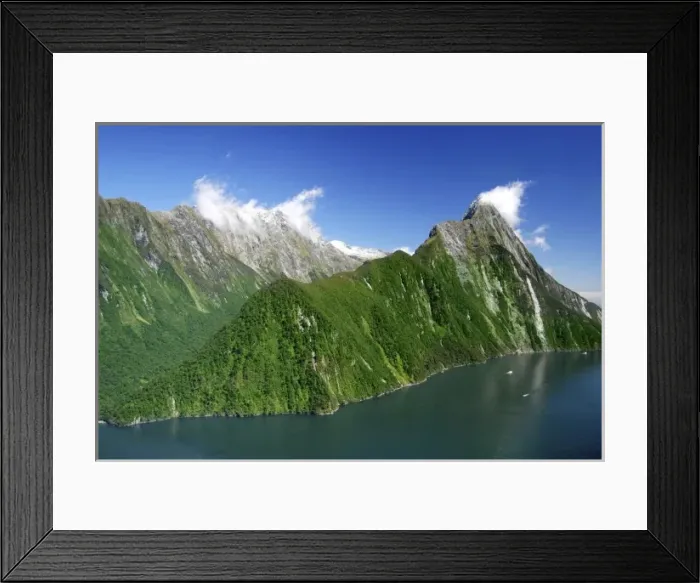 Framed Print : Milford Sound, New Zealand. The majestic fjords, waterfalls, and imposing mountaintops Framed Print : Milford Sound, New Zealand. The majestic fjords, waterfalls, and imposing mountaintops