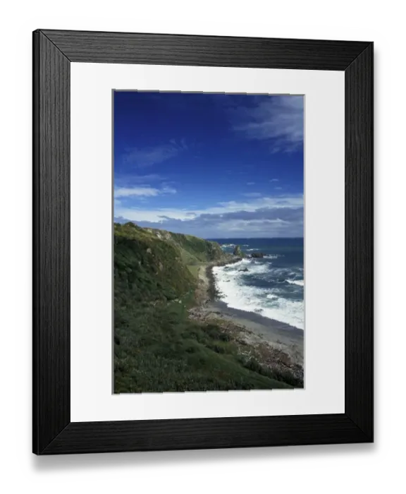 Framed Print : New Zealand, South Island, Westport. Cape Foulwind and coastline