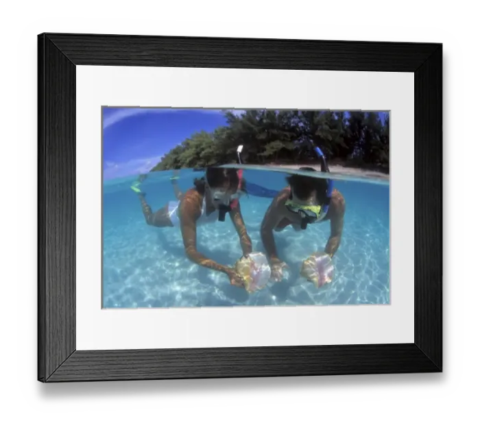 Framed Print : Snorkeling in the blue waters of the Bahamas. (MR) Framed Print : Snorkeling in the blue waters of the Bahamas. (MR)