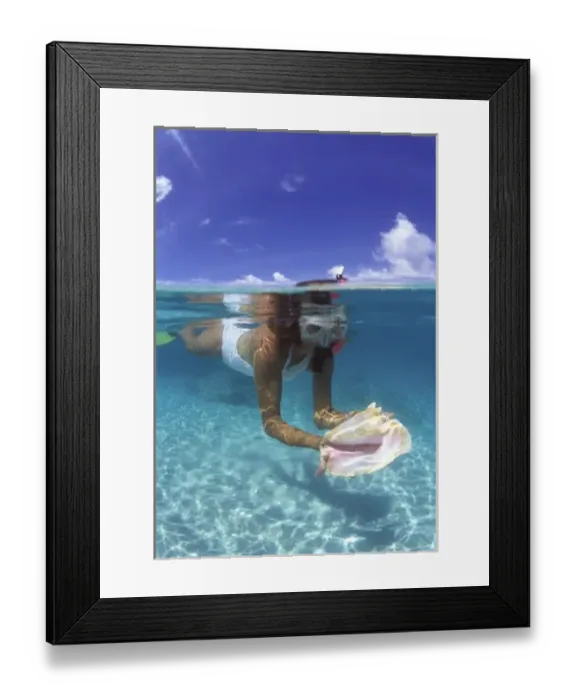 Framed Print : Snorkeling in the blue waters of the Bahamas