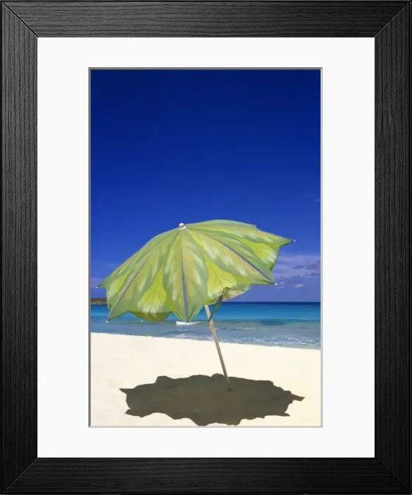 Framed Print : Beach Umbrella, Abaco, Bahamas