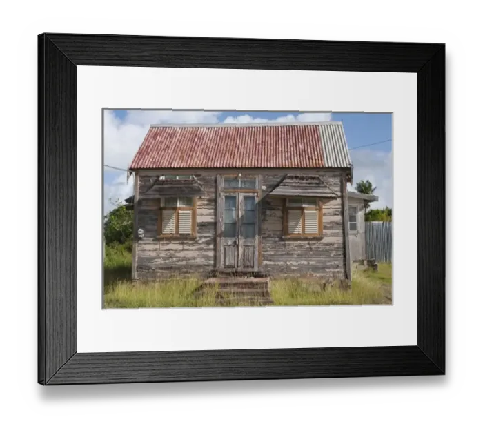 Framed Print : A chattel house on Barbados, in the Caribbean Framed Print : A chattel house on Barbados, in the Caribbean