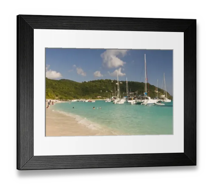 Framed Print : UK, BVI, Jost van Dyke, White Bay. Popular moorings for bareboaters and charter sail Framed Print : UK, BVI, Jost van Dyke, White Bay. Popular moorings for bareboaters and charter sail