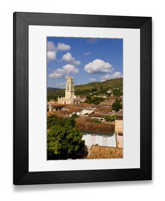 Framed Print : View from above with great clouds of the old Colonial village of Trinidad Cuba buildings Framed Print : View from above with great clouds of the old Colonial village of Trinidad Cuba buildings