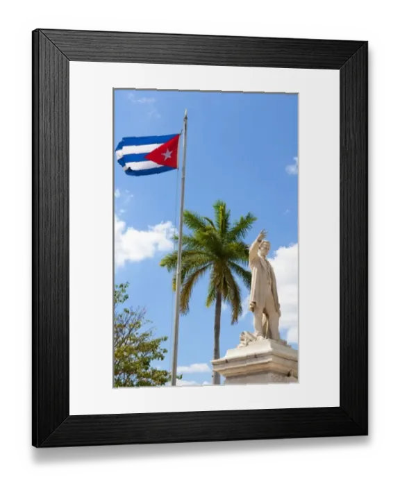 Framed Print : Cuban flag and statue in center of town of Jose Marti hero in CVienfuegos Cuba Framed Print : Cuban flag and statue in center of town of Jose Marti hero in CVienfuegos Cuba