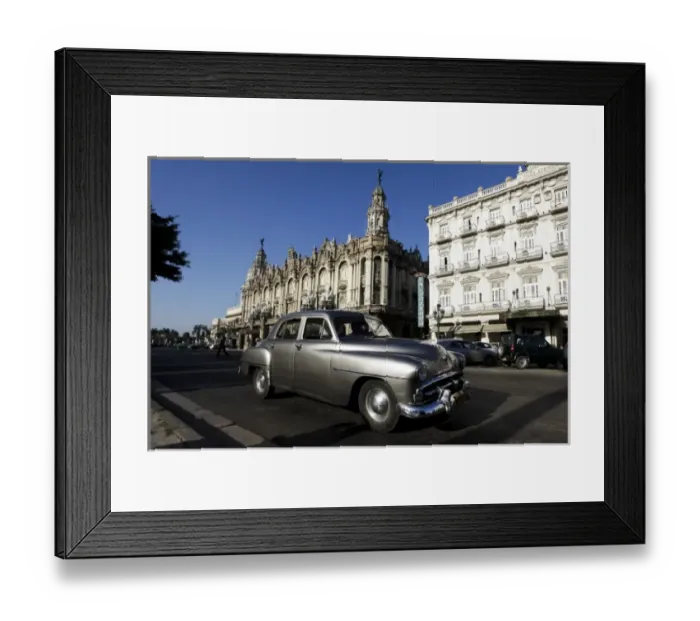 Framed Print : Havana, Cuba, UNESCO World Heritage City. Vintage American car drives down Prado Boulevard Framed Print : Havana, Cuba, UNESCO World Heritage City. Vintage American car drives down Prado Boulevard
