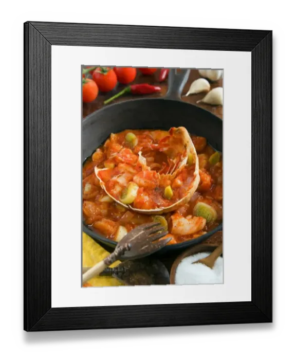 Framed Print : Cuba, food, cuban lobster, langosta en pure de tomate, traditional Framed Print : Cuba, food, cuban lobster, langosta en pure de tomate, traditional