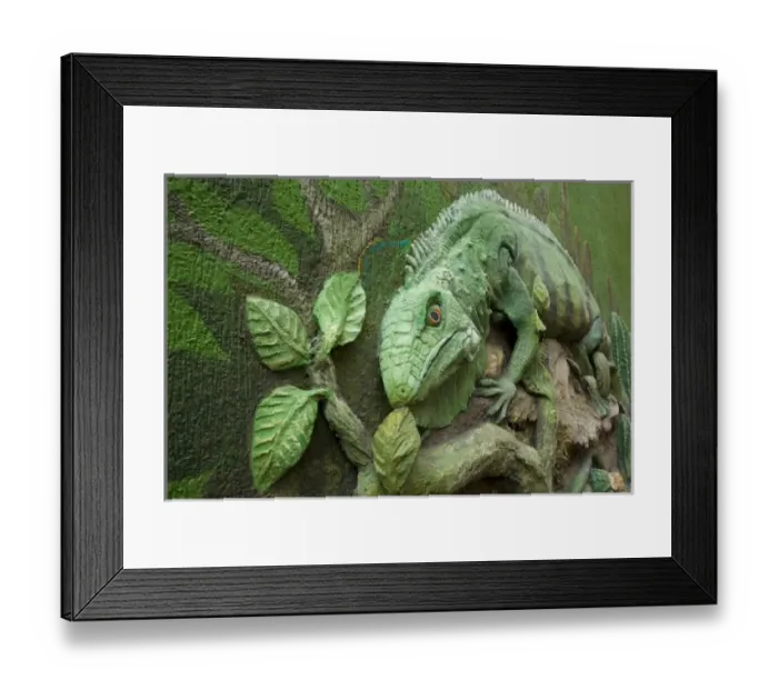 Framed Print : Caribbean, Netherlands Antilles, Curacao, Willemstad. 3D mural of iguana by Estaban Framed Print : Caribbean, Netherlands Antilles, Curacao, Willemstad. 3D mural of iguana by Estaban