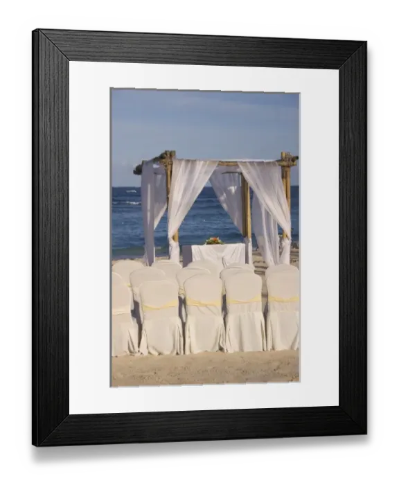 Framed Print : Dominican Republic, Caribbean, Punta Cana, Bavaro, Bavaro Beach, beach wedding altar