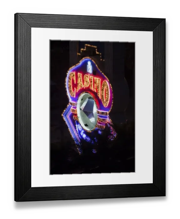 Framed Print : Dominican Republic, Santo Domingo, sign for Hotel Melia Casino, dawn