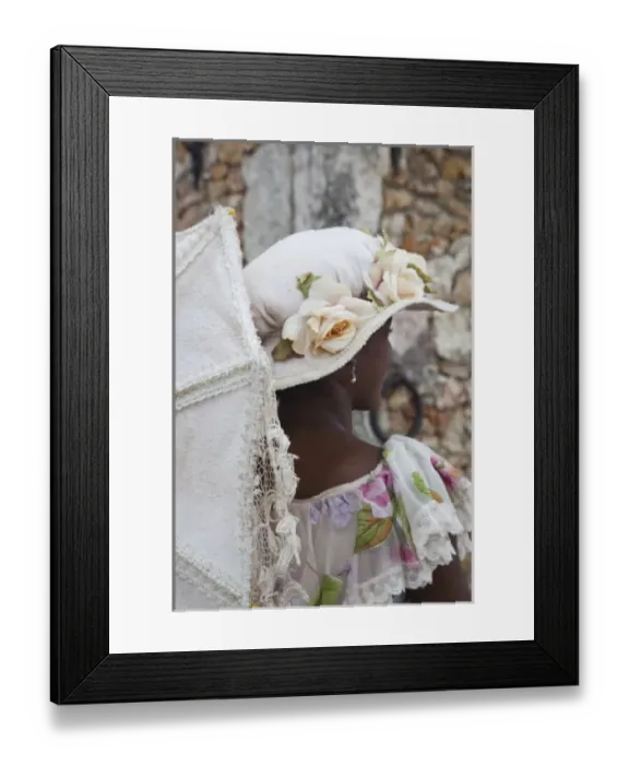 Framed Print : Dominican Republic, La Romana, Altos de Chavon, Dominican female dancer in costume (MR) Framed Print : Dominican Republic, La Romana, Altos de Chavon, Dominican female dancer in costume (MR)