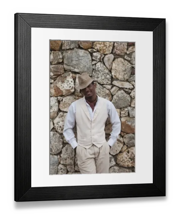 Framed Print : Dominican Republic, La Romana, Altos de Chavon, Dominican male dancer in costume (MR)