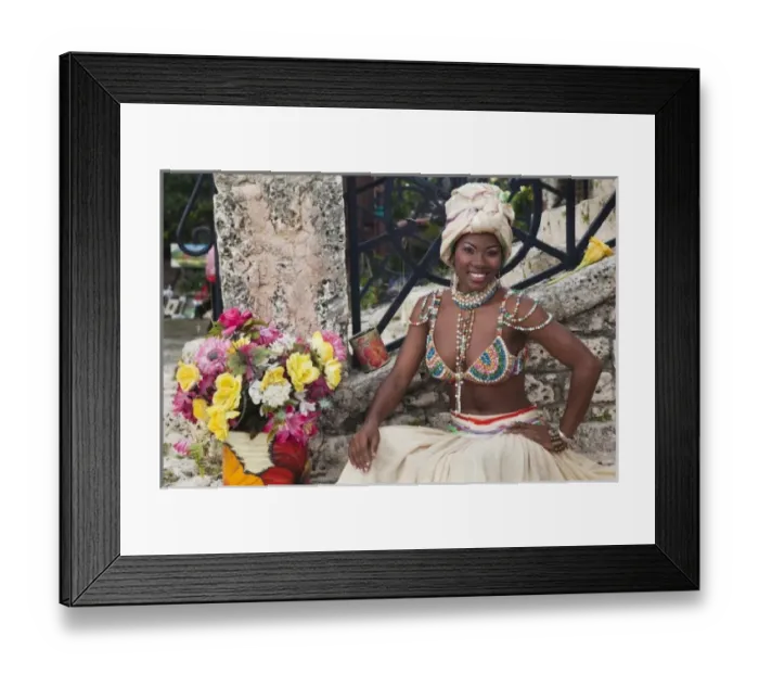 Framed Print : Dominican Republic, La Romana, Altos de Chavon, Dominican female dancer in costume (MR) Framed Print : Dominican Republic, La Romana, Altos de Chavon, Dominican female dancer in costume (MR)