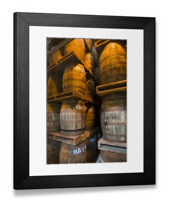 Framed Print : MARTINIQUE. French Antilles. West Indies. St. Pierre. Oak aging barrels full of rum Framed Print : MARTINIQUE. French Antilles. West Indies. St. Pierre. Oak aging barrels full of rum