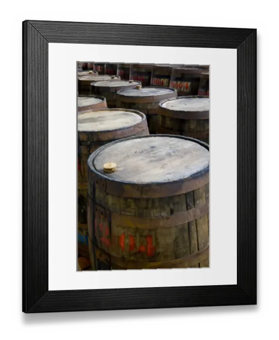 Framed Print : MARTINIQUE. French Antilles. West Indies. St. Pierre. Oak aging barrels ready to be filled with rum Framed Print : MARTINIQUE. French Antilles. West Indies. St. Pierre. Oak aging barrels ready to be filled with rum