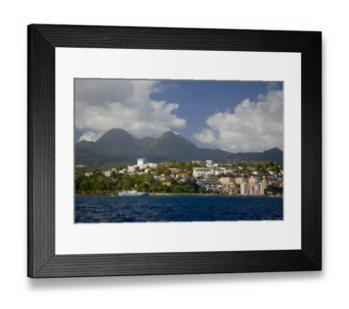 Framed Print : MARTINIQUE. French Antilles. West Indies. City of Fort-de-France below Pitons du Framed Print : MARTINIQUE. French Antilles. West Indies. City of Fort-de-France below Pitons du