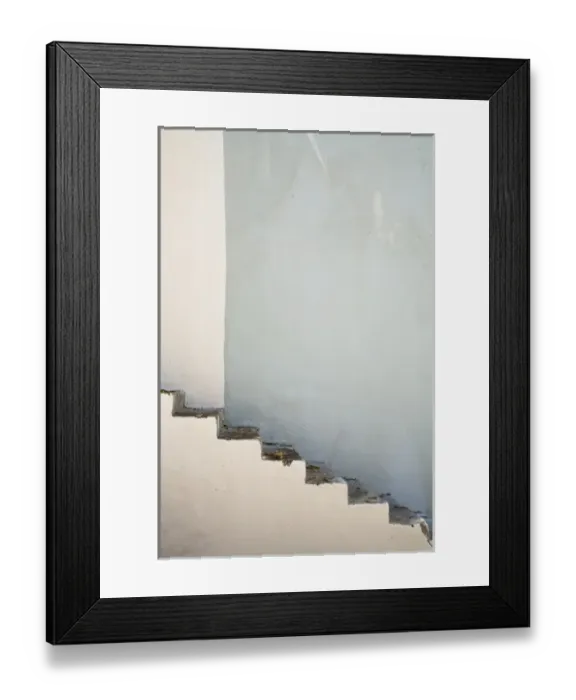 Framed Print : San Juan, Puerto Rico - Exterior concrete steps are going up the side of a building