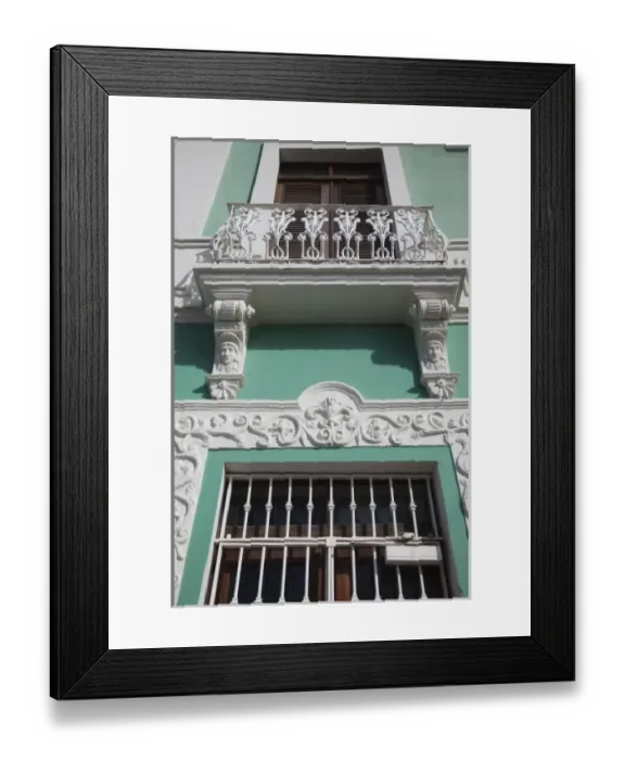 Framed Print : Puerto Rico, San Juan, Old San Juan, building detail on Tetuan Street